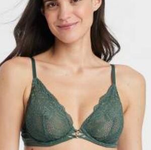 AUDEN WOMEN'S GREEN FISHNET LACE UNLINED BRA. 32B/ NWT